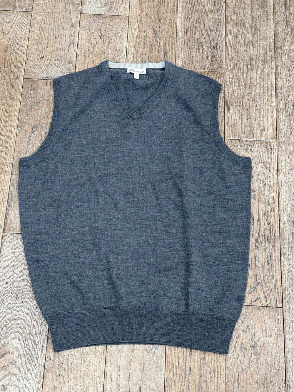 Peter Millar Merino Wool & Silk Blend V-Neck Sweater Vest Charcoal Grey Sz Large
